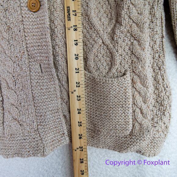 Eddie Bauer Chunky Cable Knit Lambs Wool cotton blend Cardigan Sweater, size‎ L - Picture 11 of 15